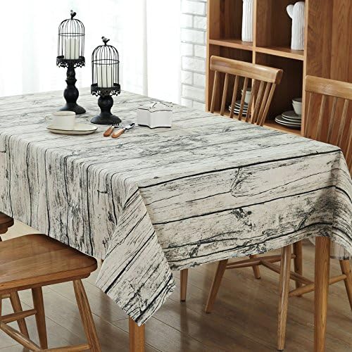 Linen Tablecloth YIDIAN Wood grain rectangular tablecover cotton rectangle washable tablecloth for kitchen Tabletop decoration(5570）