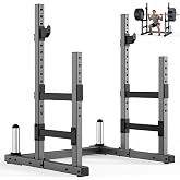 PASYOU Adjustable Squat Power Rack for Home Gym | Adjustable Free Weight Racks, Dual Steel Frame, Push-up Handles, with Dumbbell Storage, Heavy Strength Training for Home Gym