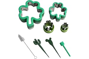 St Patricks Day Shamrock Cookie Cutter Set - 4 Assorted Sizes Clover Cookie Cutters Stainless Steel Cookie Cutters with 4 Bak