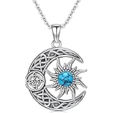 KoyeKei Witch Necklace 925 Sterling Silver Pentagram Triple Moon Pentacle Pendant Wiccan Pagan Jewelry Witchy Gifts for Women