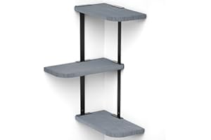 Love-KANKEI Corner Shelf Wall Mount 3 Tier Rustic Wood Floating Shelves for Bedroom Living Room Bathroom Kitchen Weathered Grey