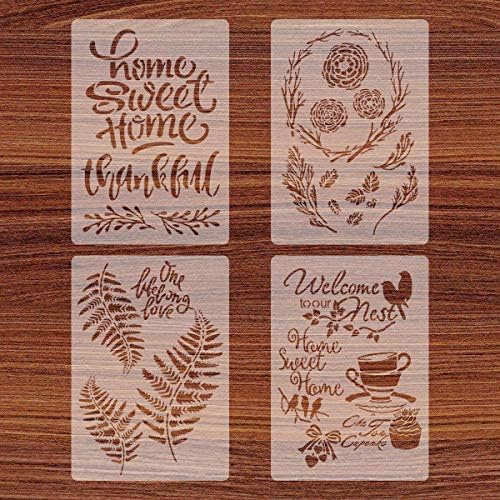 4 Set Sweet Home Stencils for Painting on Woods Wall Farmhouse Home Christmas Decor