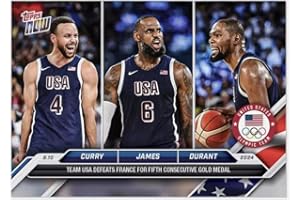 TOPPS TOTAL 2024 Topps NOW Olympics Team USA #26 Steph Stephen Curry Lebron James Kevin Durant Gold Medal Win Officially Licensed Basketball Trading Card (Stock Photo Shown, Card in Near Mint to Mint Condition)