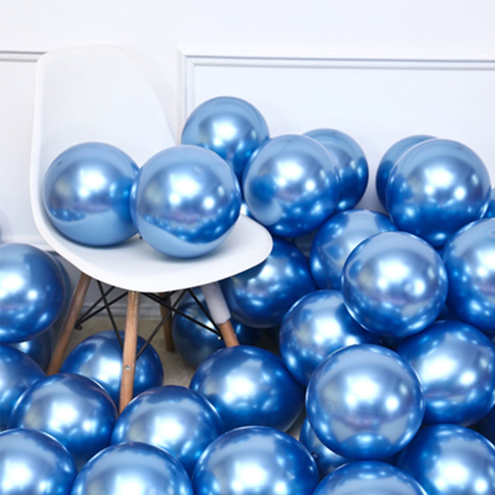HONGCI 100 Pcs 5 Inch Mini Metallic Blue Balloons, Romantic Chrome Balloons for Baby Shower, Birthday Party, Wedding, Engagement, Anniversary, Festival Decorations