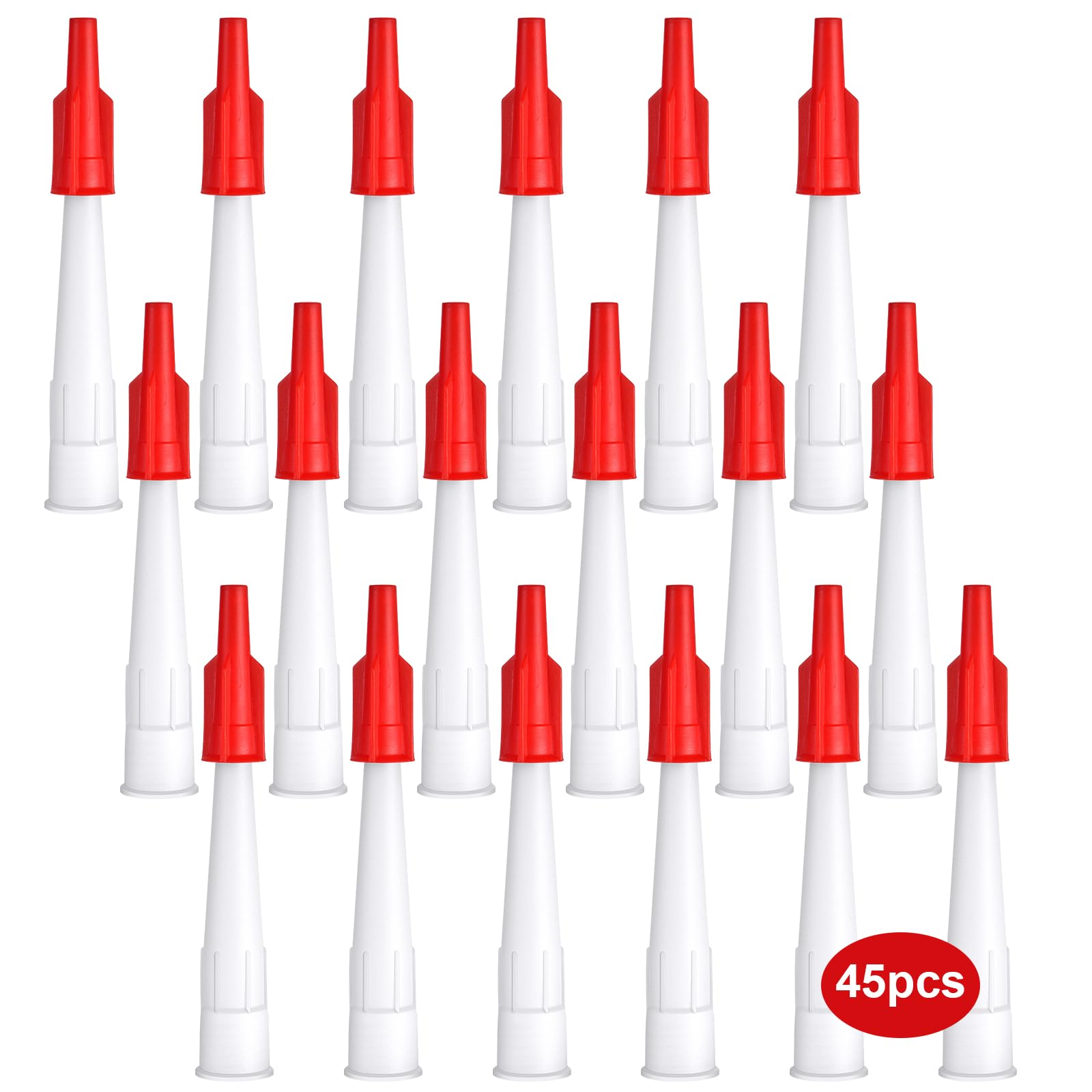 Flintronic 45 PCS Spare Silicone Sealant Nozzles, Sealant Nozzles with Caps, Silicone Nozzle Caulk Nozzles Caps, Resealable Silicone Cartridge Nozzles, for Bathroom Kitchen Finishing Sealing