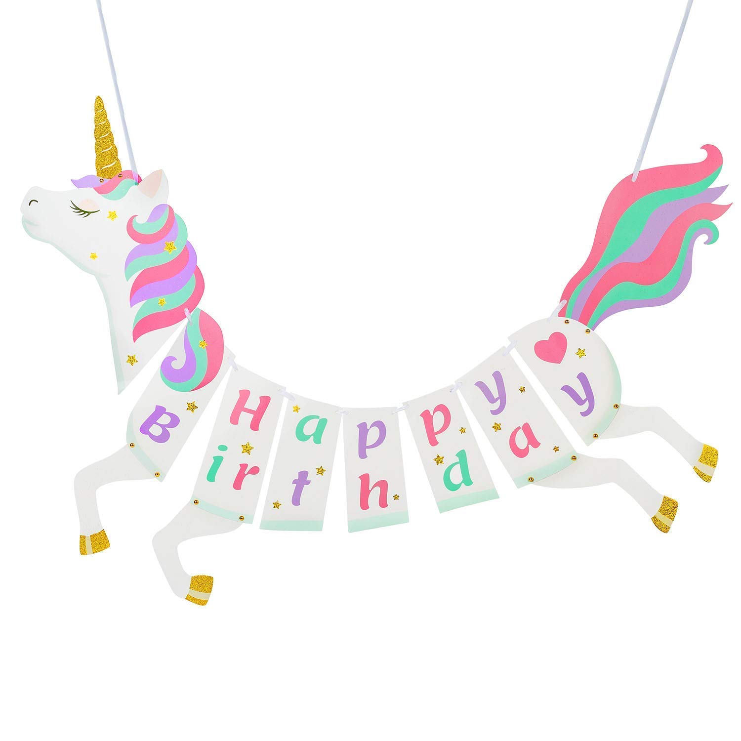 Unicorn Banner, Happy Birthday Banner, Unicorn Party Supplies Decorations for Kids & Adults Girls Birthday, Baby Shower