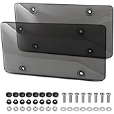 2 Pack Clear License Plate Cover UV Protective Frame for Standard US Plates (12.2" x 6.3"), Grey