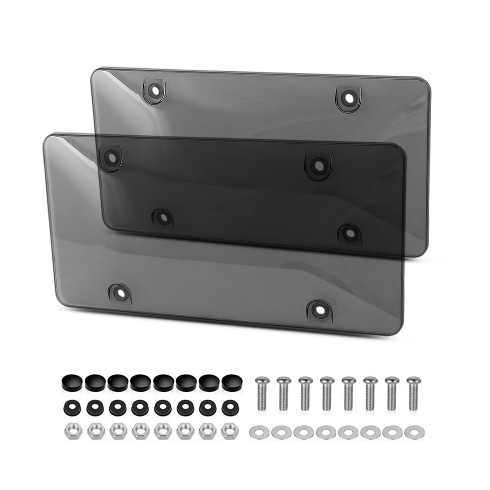Photo 1 of 2 Pack Transparent License Plate Shield UV Protective Trim for Standard US Plates (12.2" x 6.3"), Gray