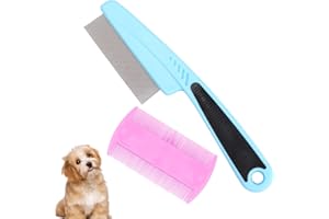 Aruicheng Flea Comb for Dogs and Cats, 2 Pcs Stainless Steel Fine Tooth Dog Hair Combs, Pet Grooming Comb for All Types of Pets Hair, with Ergonomic Rubber Handle, Health Benefits