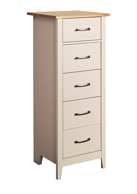 Steens Norfolk 5 Drawer Narrow Chest Grey Pine 110x44x40 Cm