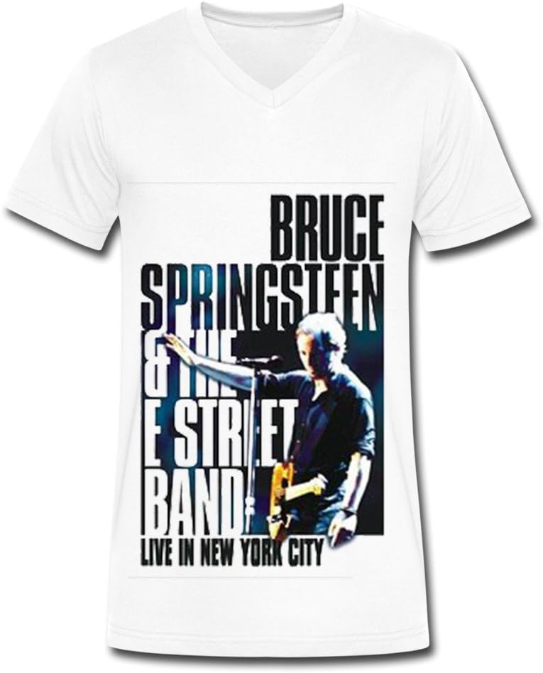Bruce Springsteen And The E Street Band Live In New York City V Neck T Shirt For Men White