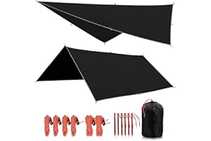 REDCAMP Hammock Rain Fly Waterproof and Lightweight, 10×10ft Tent Tarp for Camping Backpacking Hiking, Black