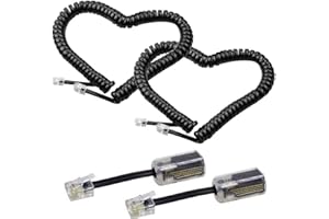 Telephone Cord Detangler,LOVK 2 Pack 13Ft Uncoiled / 2Ft Coiled Telephone Handset Cord with 2 Pack 360 Degree Rotating Landline Cable Detangler Swivel Cord Untangler Telephone Accessory
