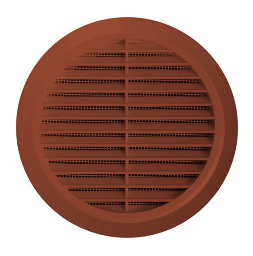 Circle Air Vent Grille Cover 241mm (9.5inch) Brown ABS Plastic