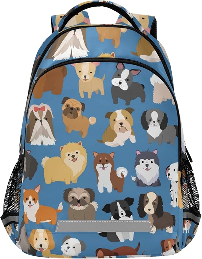Dog Puppy Kids Backpack for Boys & Girls 16.7 Inch All Over Printed