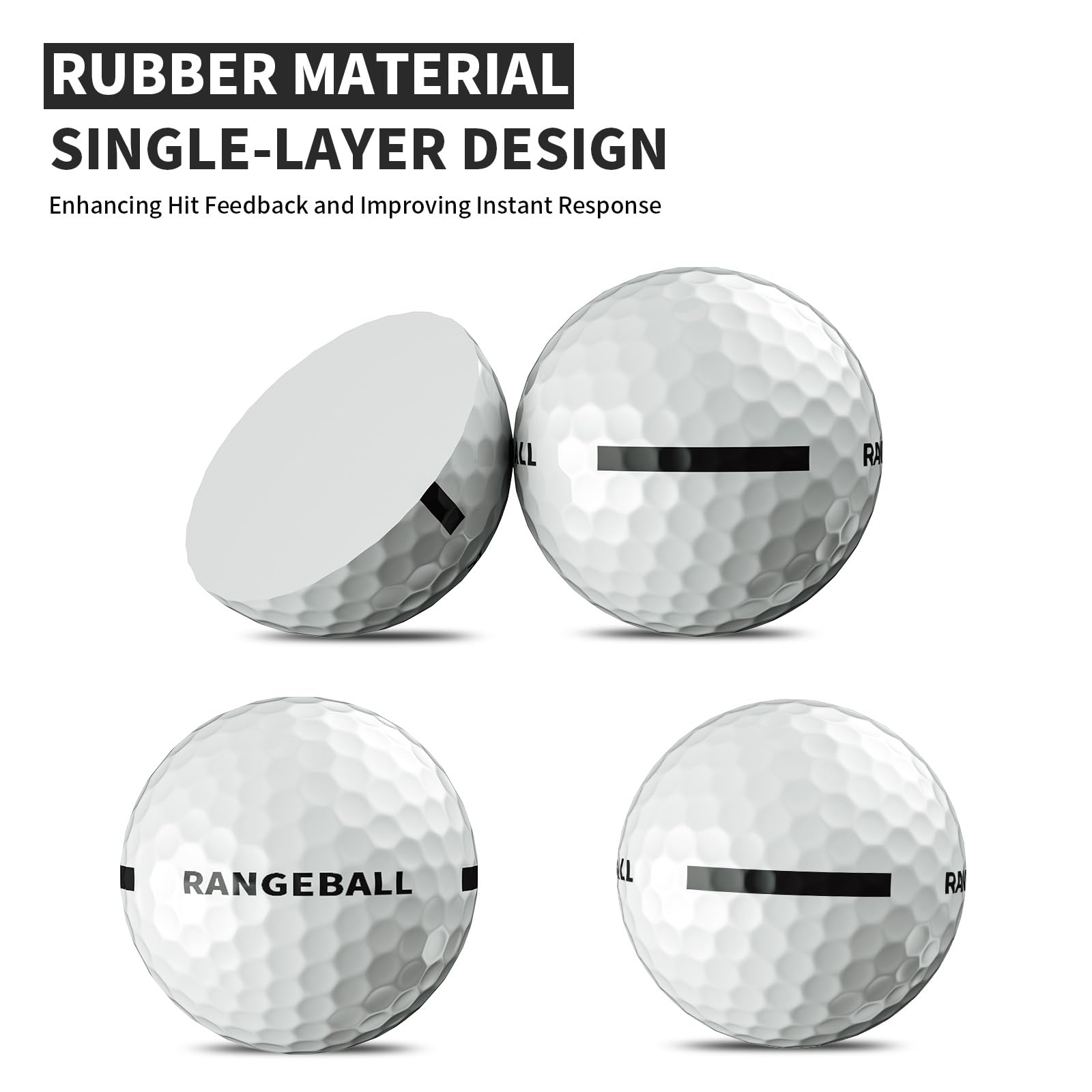 Golf Practice Balls 12 Pack with 382 Dimple Design,High Compression 82-85°,45.9g Solid Rubber,Durable & High Bounce, 250-255 Yard Distance,for Indoor/Outdoor Training and Driving Range Practice(White)