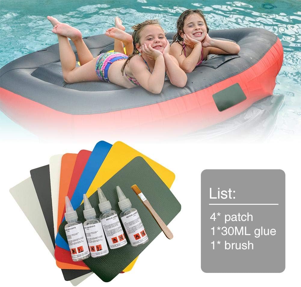 depruies Inflatable Boat Repair Patch Glue Kit 4PCS Patch Set with 30ML Glue and Brush Inflatable Pools Puncture Adhesive Repair for Inflatable Sofa Kayak Swimming Ring Beach Balls realistic