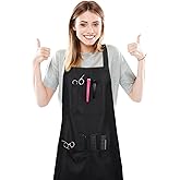 XLSXEXCL Hair Stylist Apron, Hairstylist Aprons for Women with 5 Pockets, Waterproof Hairdresser Apron with Adjustable