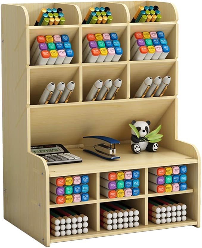 Schreibtisch-Organizer aus Holz, großes Fassungsvermögen, Stiftehalter