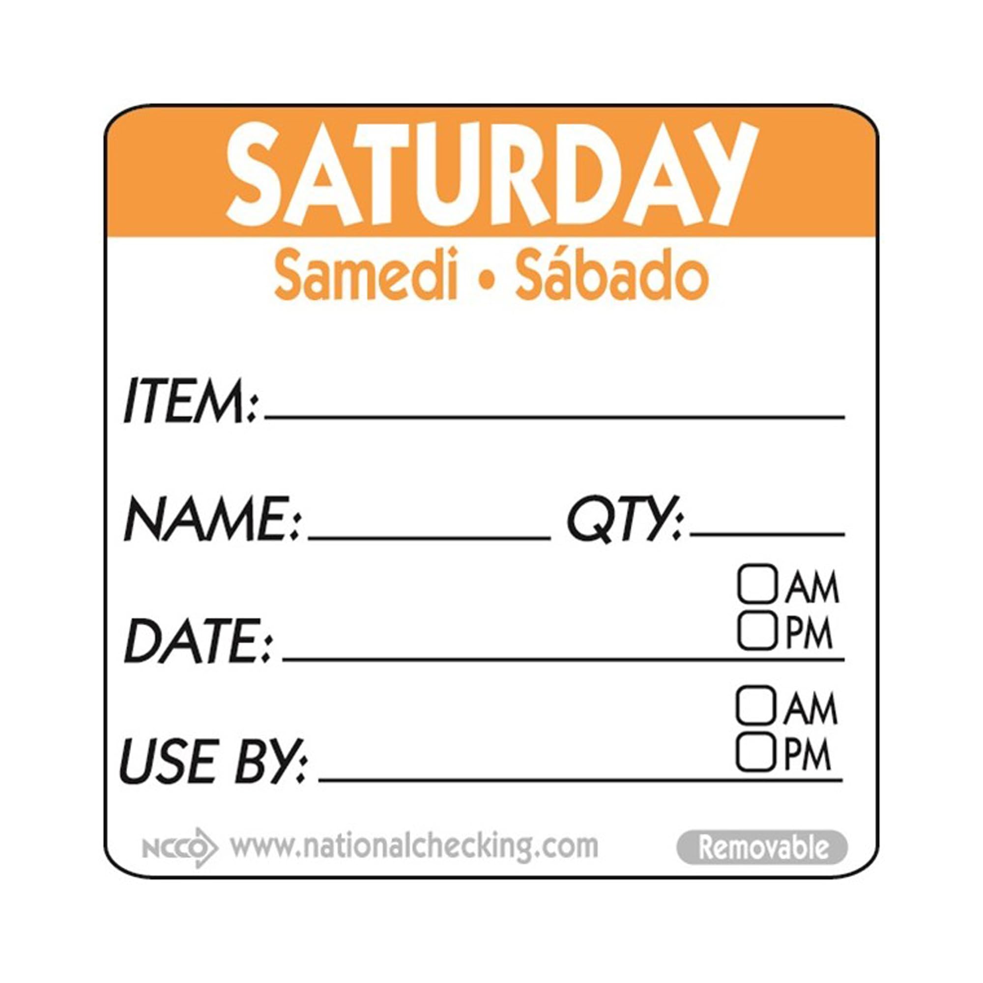 Genware NEV-RIDU2206R Day Label, 50 mm, Saturday Removable (Pack of 500)