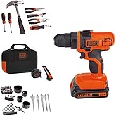 BLACK+DECKER 20V MAX 68-Piece Cordless Drill and Home Tool Project Kit with Tool Storage Bag (LDX120PK)