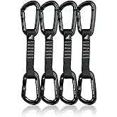 Fusion Climb 4-Pack 12cm Tactical Military Rescue Quickdraw Set with Contigua Straight Gate Black/Contigua Straight Gate Black Carabiners