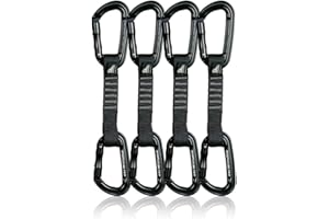Fusion Climb 4-Pack 12cm Tactical Military Rescue Quickdraw Set with Contigua Straight Gate Black/Contigua Straight Gate Black Carabiners