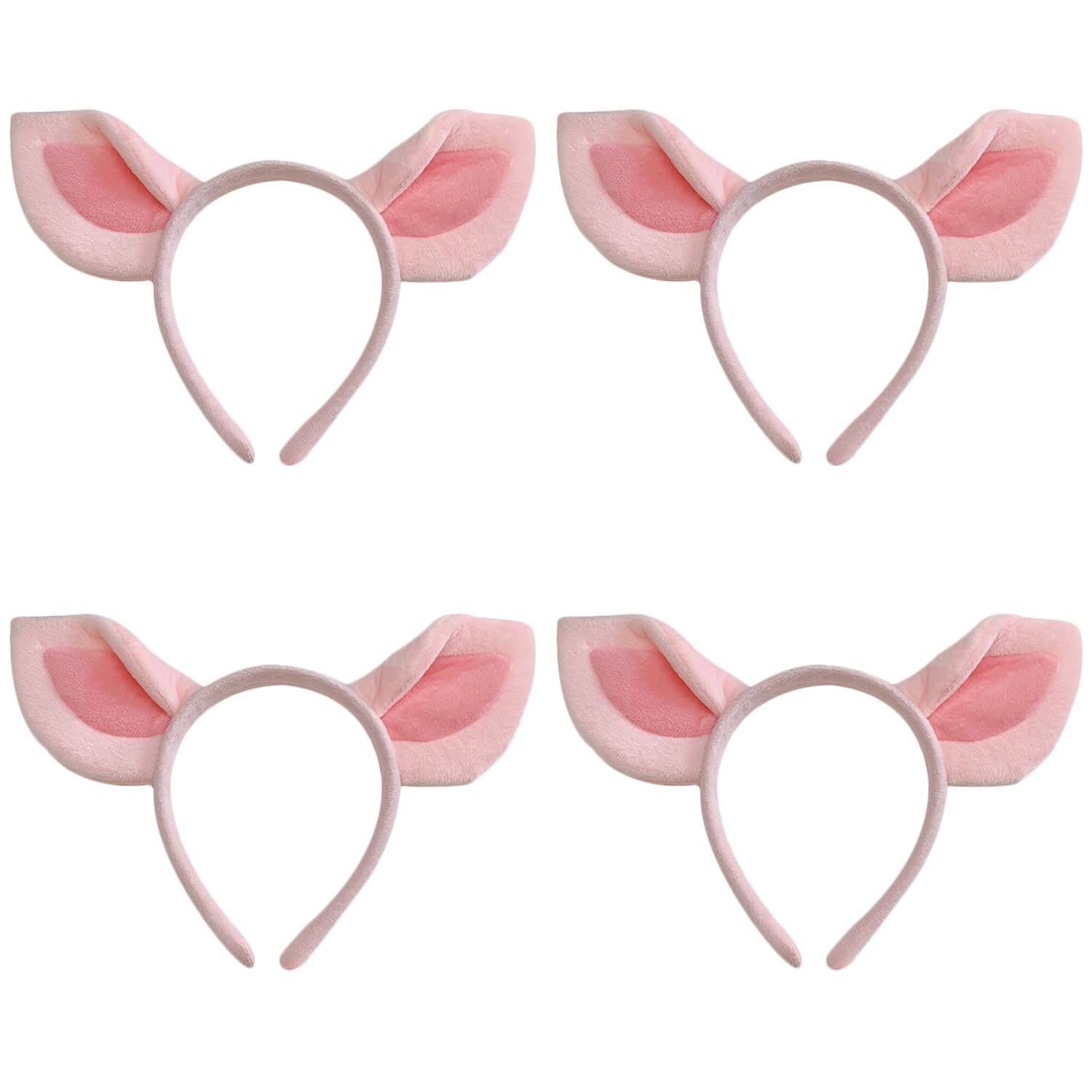 XNHIU 4pcs Pig Ears Headband Pink Pig Costume Animal Headband Animal Costume Accessories for Halloween Party
