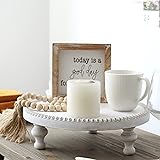 SwallowLiving Rustic White Round Wood Tray Riser