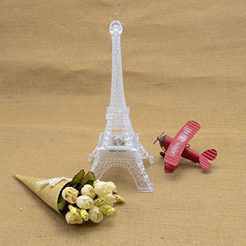 10 Inch LED Light Up Eiffel Tower, Builtin Color Changing Night Light
