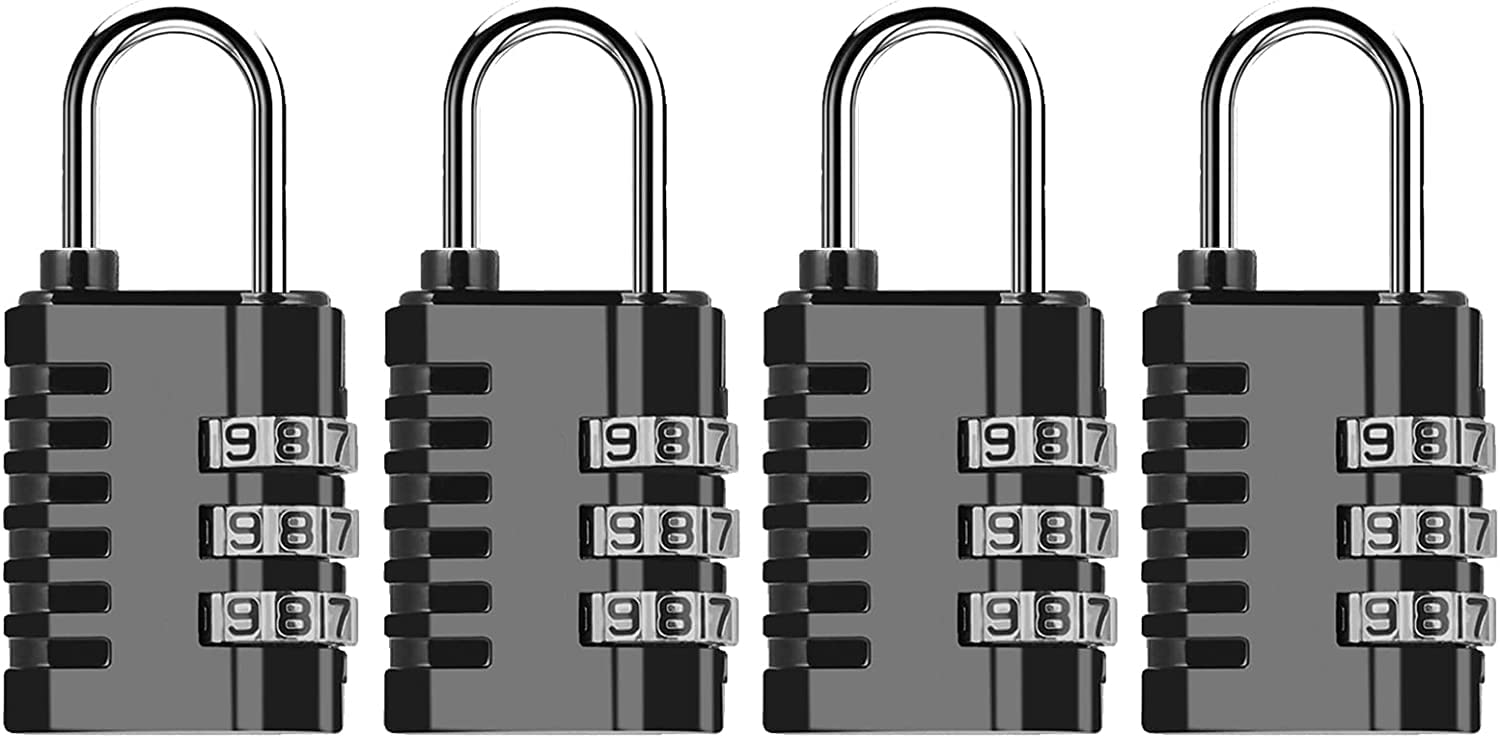 DAYGOS Combination Padlock, Small Padlock for Gym & School Lockers, 3 Digit Resettable Travel Pad Locks for Suitcase, Luggage, Backpack, Weatherproof Lock for Fence, Shed, Gate (4 Pack)