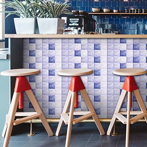 Transer- Mosaic Tile Wallpaper, Self-Adhesive Removable PVC Wall Paper Window Stickers Background for Living Room Kitchen Mural - 8"x200" (E) - Thumbnail 4