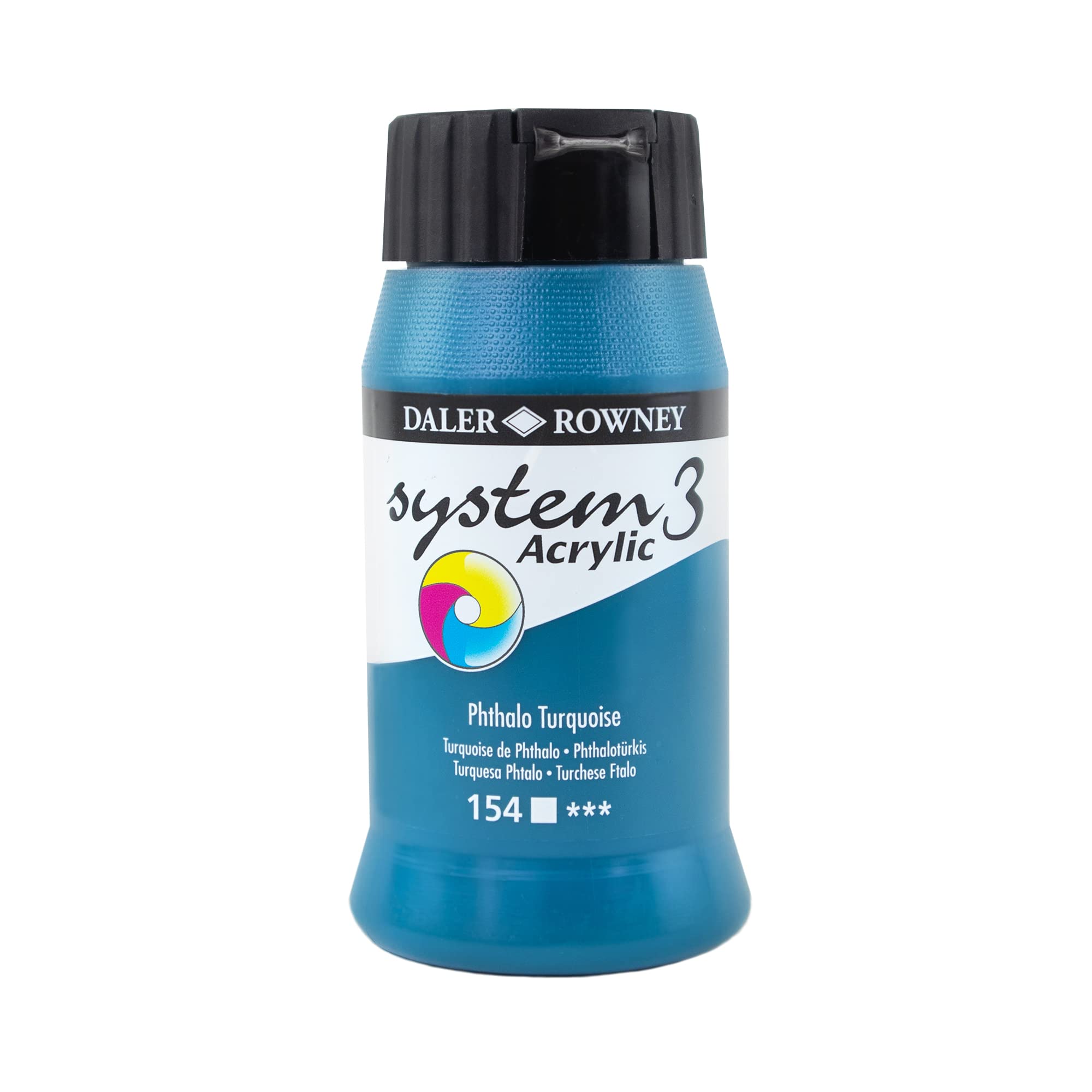 Daler-Rowney System3 Acrylic Paint, Plastic Pot, 16.91oz - 500 ml, Phthalo Turquoise