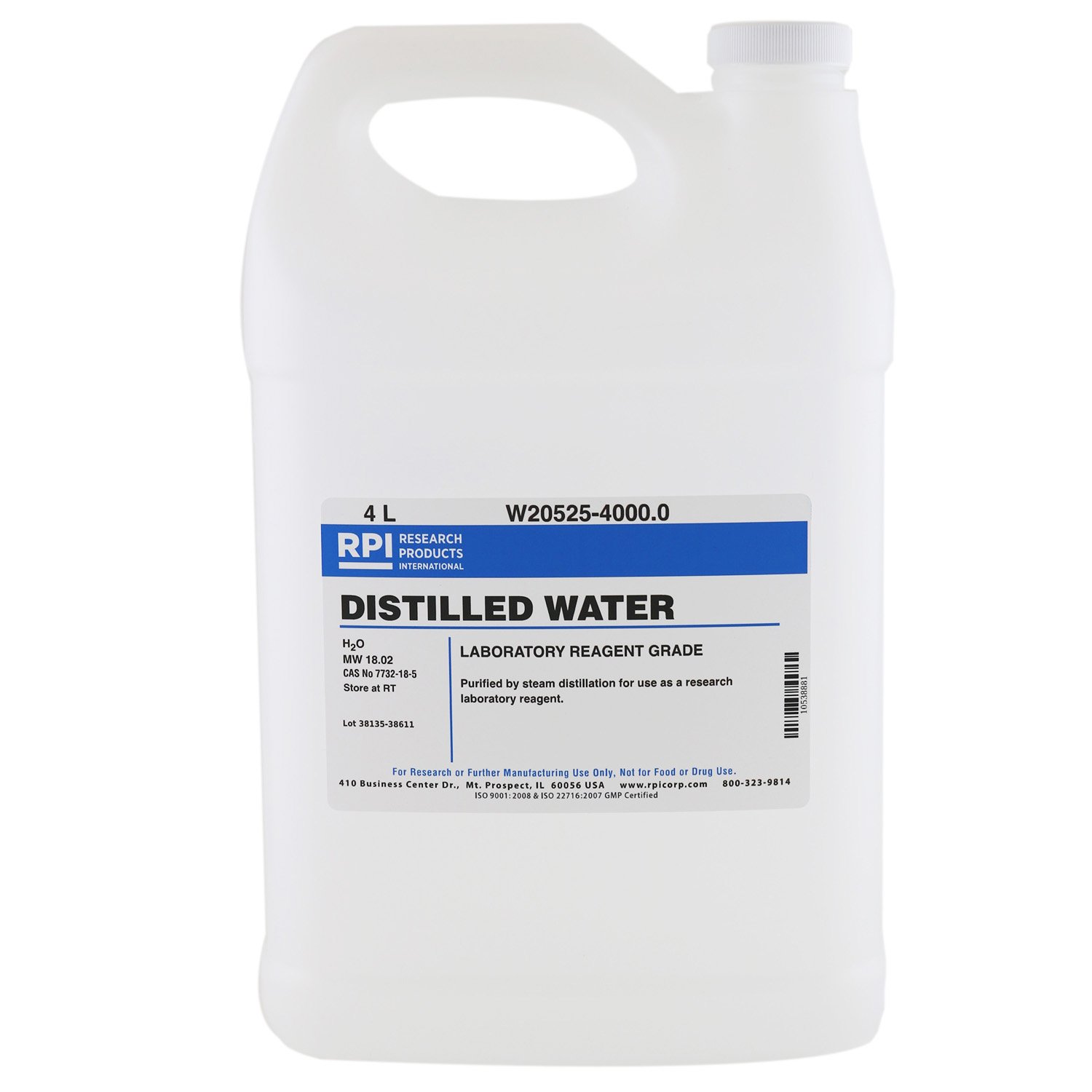 Rpi W20525 4000 0 Distilled Water 4l Amazon Com Industrial