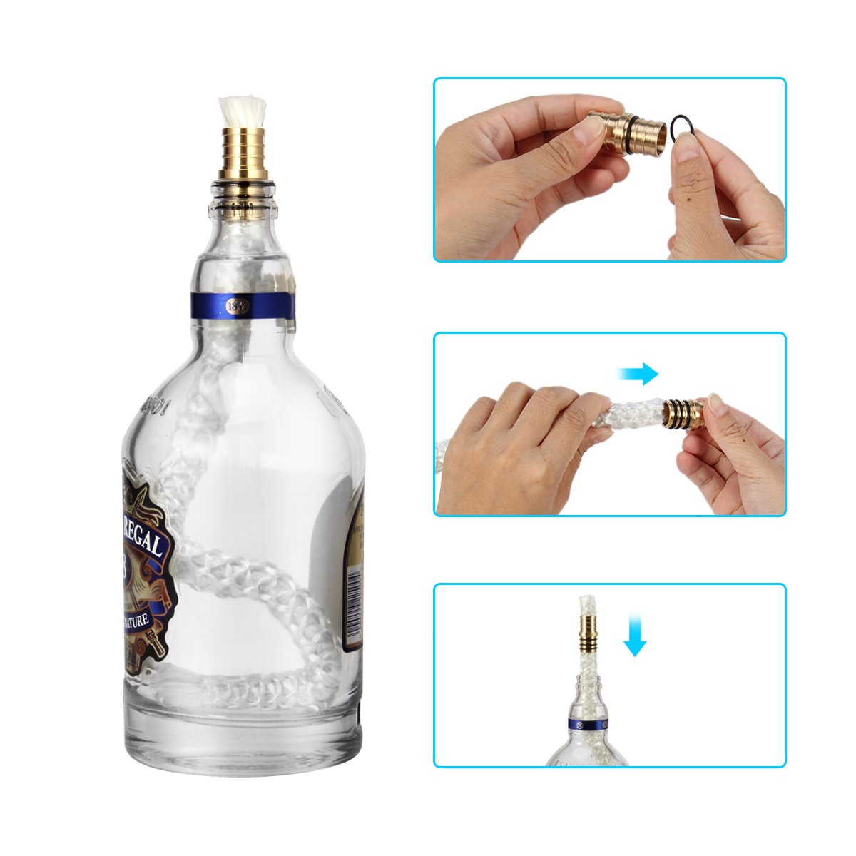 LANMU Wine Bottle Tiki Wicks,Oil Lamps,Tabletop Torch ...