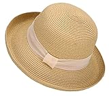 Lullaby Womens Foldable UPF 50+ Structured Curved Wide Brim Bucket Straw Sun Hat