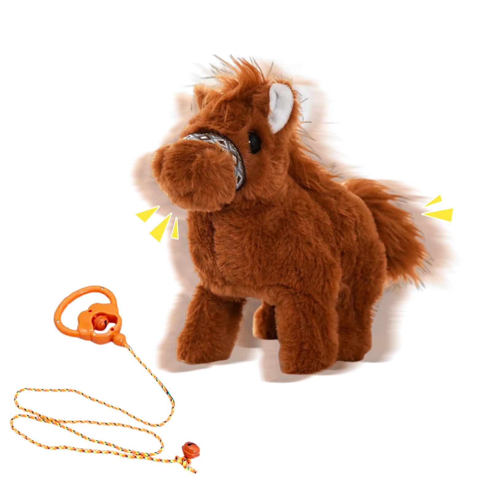 Plush Horse Toys with Leash Walking Wagging Tail Making Sounds 20X10X17cm Interactive Smart Simulation Horse for Boys Girls Kids Toddlers Stuffed Ponys Gift for Birthday Children's Day (Brown)