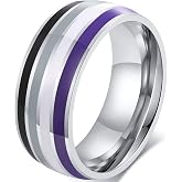 Nanafast 8mm Stainless Steel Enamel Rainbow LGBT Pride Ring for Lesbian &amp; Gay LGBTQ Pride Wedding Engagement Band