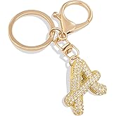 LAXPICOL Gold Letter A-Z Keychain for Women Sparkly CZ Zircon Bag Charms Purse Charms Alphabet Initial Letter Keychain