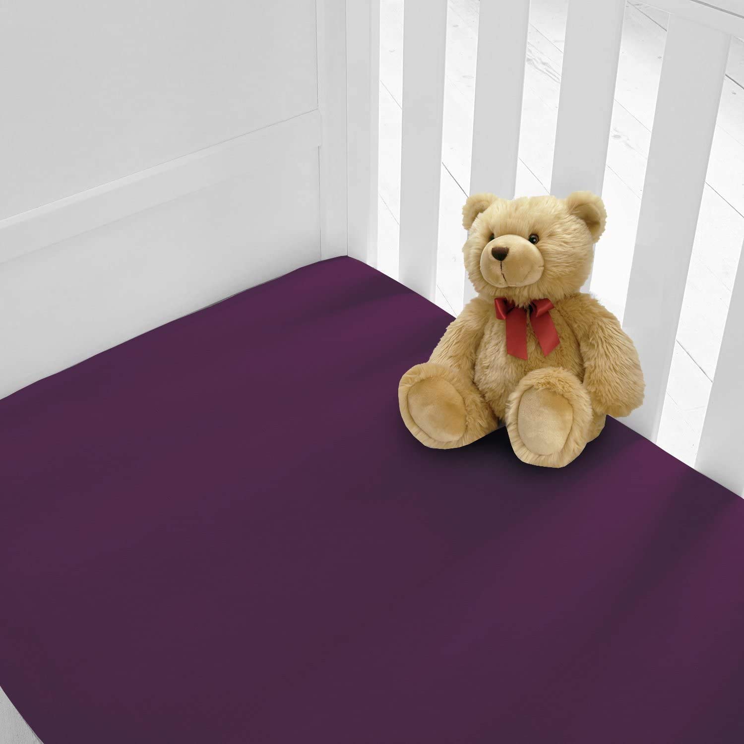100% Egyptian Cotton Pack of 2(Two) Cot Bed Fitted cot sheets 140 x 70 fitted toddler cot bed Fitted sheet (Purple, Cot Bed Fitted Sheet)