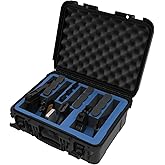 BulletVault Gun Case 5 Pistol & 12 Magazine Pre-Cut Shockproof Waterproof Hard Shell Handgun Cases with Desiccant, TSA Approved Travel Pistol Case