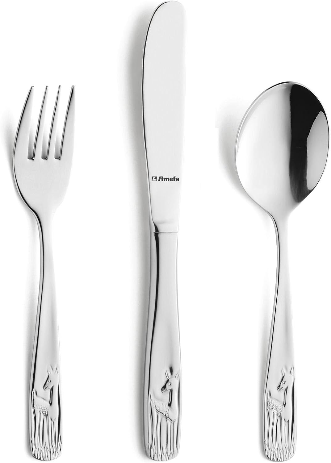 Amefa Kids Deer Kids Cutlery Set Stainless Steel 3 Piece Amazon.co.uk