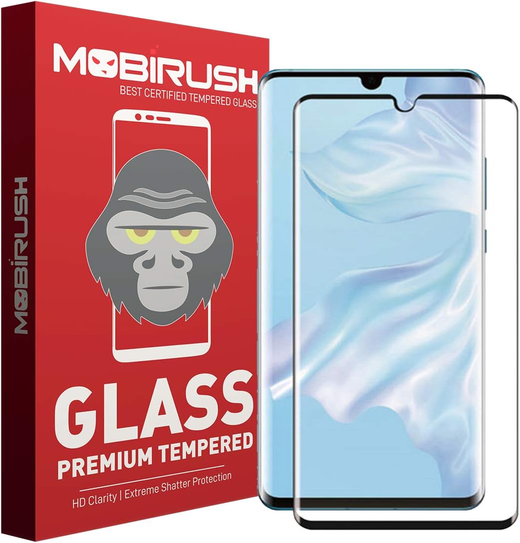 Mobirush Edge to Edge || Full Gum || Full Glue || Gorilla Full Cover Tempered Glass Guard for Huawei P30 Pro - Black