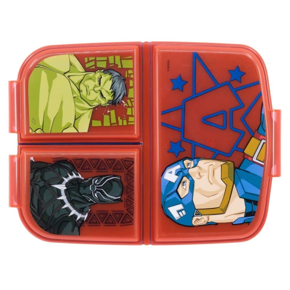 OM SUPPLIES Marvel Avengers Reusable Sandwich Lunch Box 3 Multi Compartment Kids Children School (Avengers)