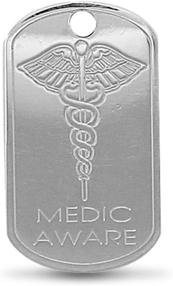 Sterling Silver Engraved Medic Aware SOS Pendant On A Snake Necklace