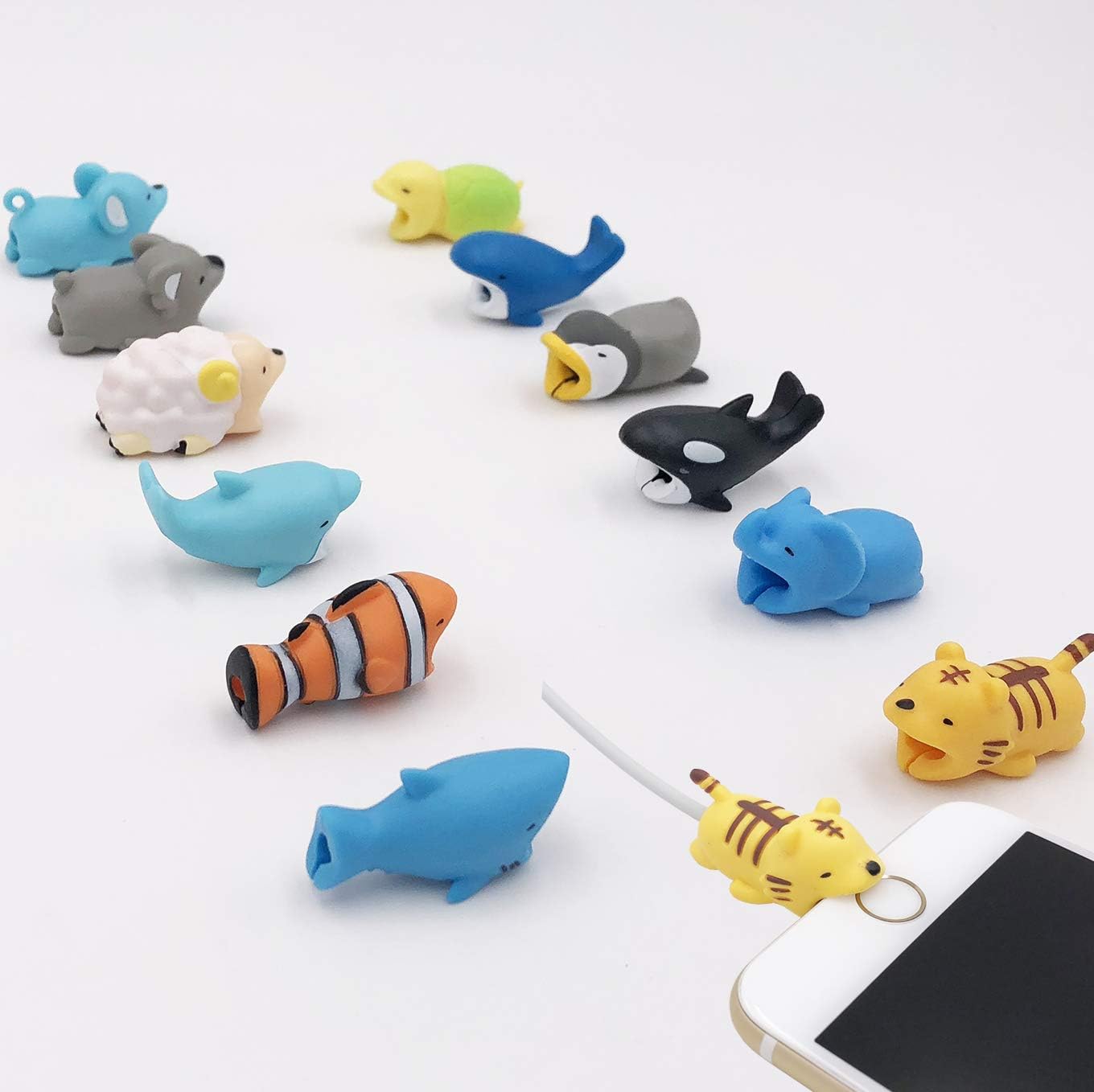 12-Pack LEHIAMZ Charging Cord Saver,Mini Cartoon Charging Cable Protector for iPhone USB Cable