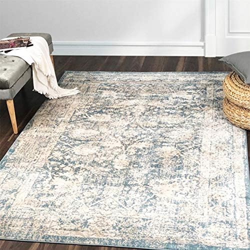 A2Z Rug Vintage Traditional Design Modern Santorini 6076 Collection Area Rugs Blue 7' x 10'