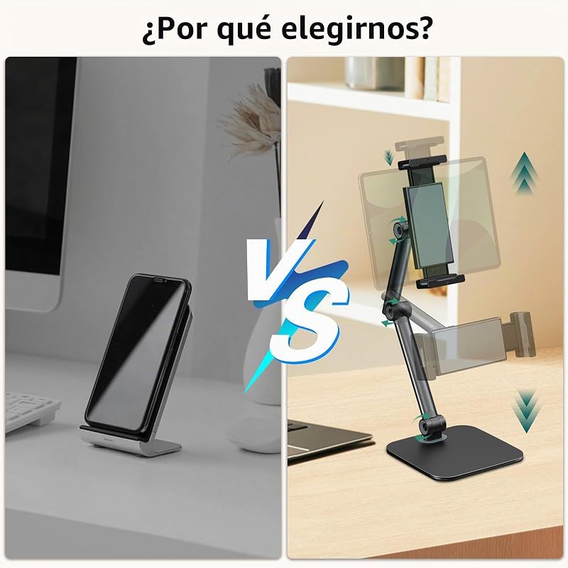 Soporte para Tableta, con Soporte Ajustable, Flexible, con iPad, Kindle, teléfono móvil y más, Soporte de Cuello de Cisne para tabletas de 4,7" a 12,9", edición de sobremesa, Negro — foto 3 de 7