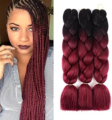 Dark burgundy kanekalon braiding hair Clearance