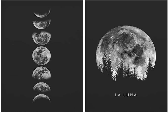 NanPing - Póster minimalista de luna llena, diseño minimalista, color